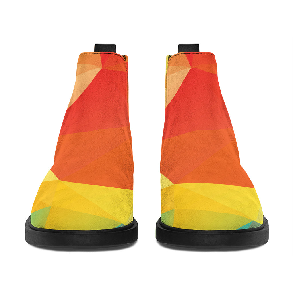 Abstract Polygonal Geometric Print Flat Ankle Boots