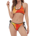 Abstract Polygonal Geometric Print Halter Scoop Tie Side Bikini