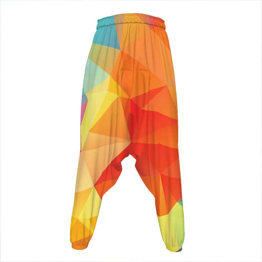 Abstract Polygonal Geometric Print Hammer Pants