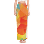 Abstract Polygonal Geometric Print High Slit Maxi Skirt