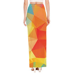 Abstract Polygonal Geometric Print High Slit Maxi Skirt