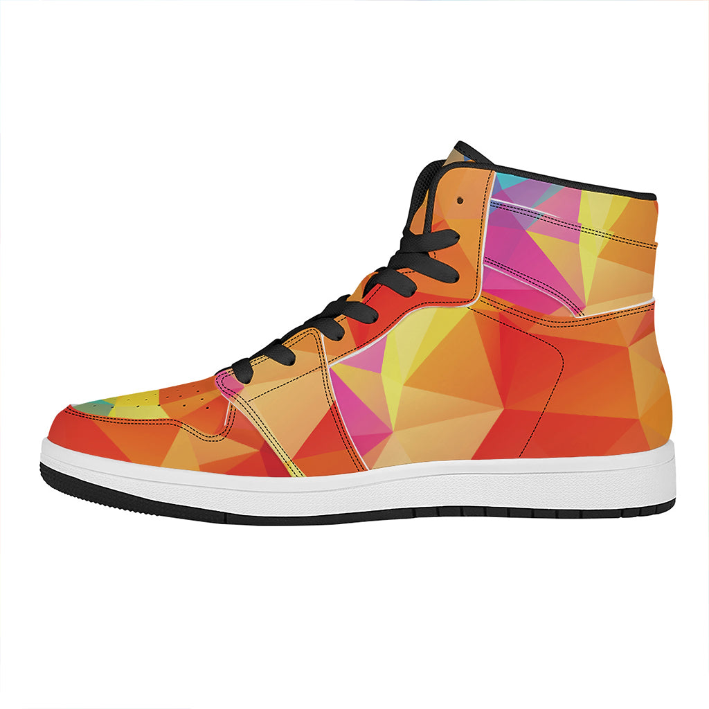 Abstract Polygonal Geometric Print High Top Leather Sneakers