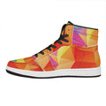 Abstract Polygonal Geometric Print High Top Leather Sneakers