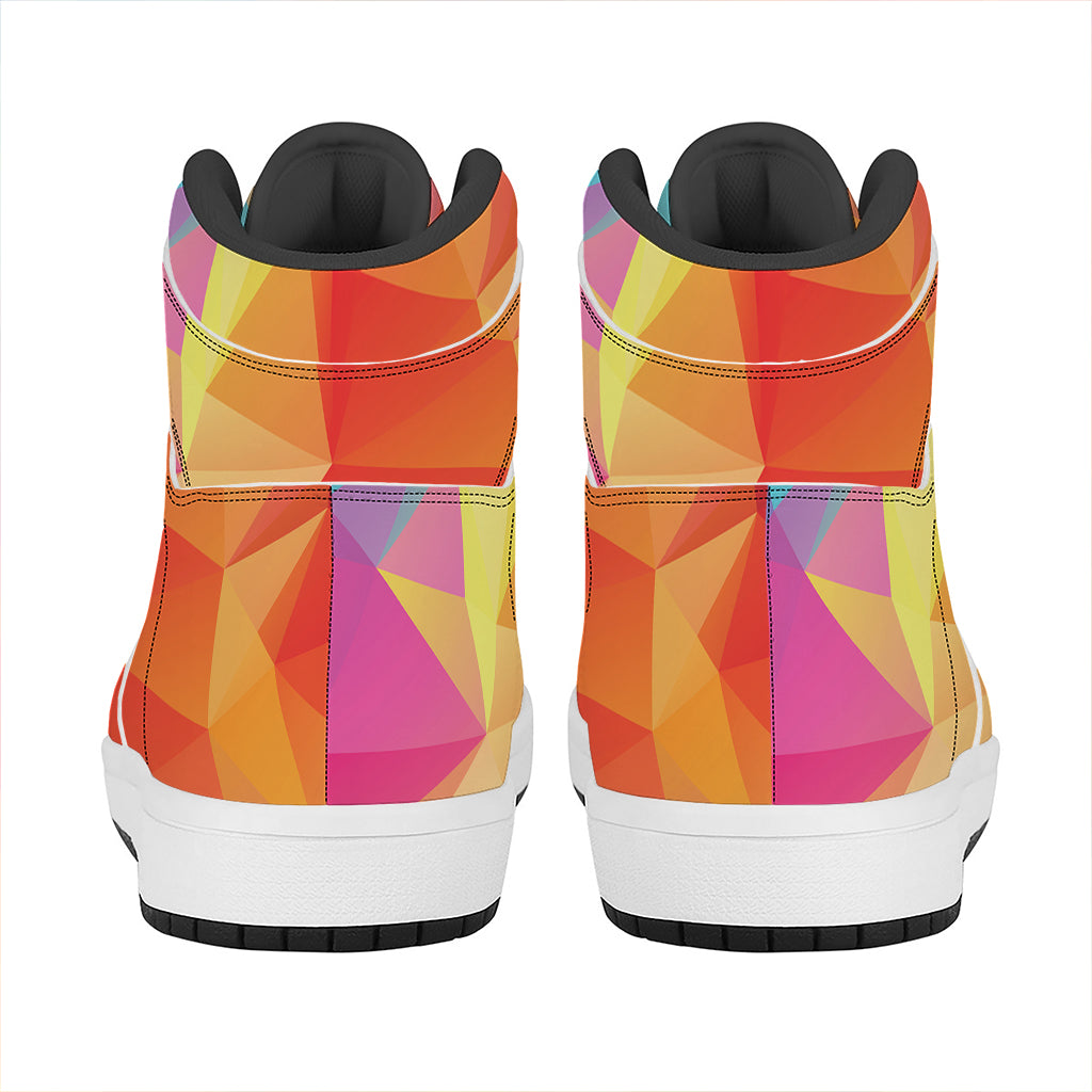 Abstract Polygonal Geometric Print High Top Leather Sneakers