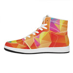 Abstract Polygonal Geometric Print High Top Leather Sneakers