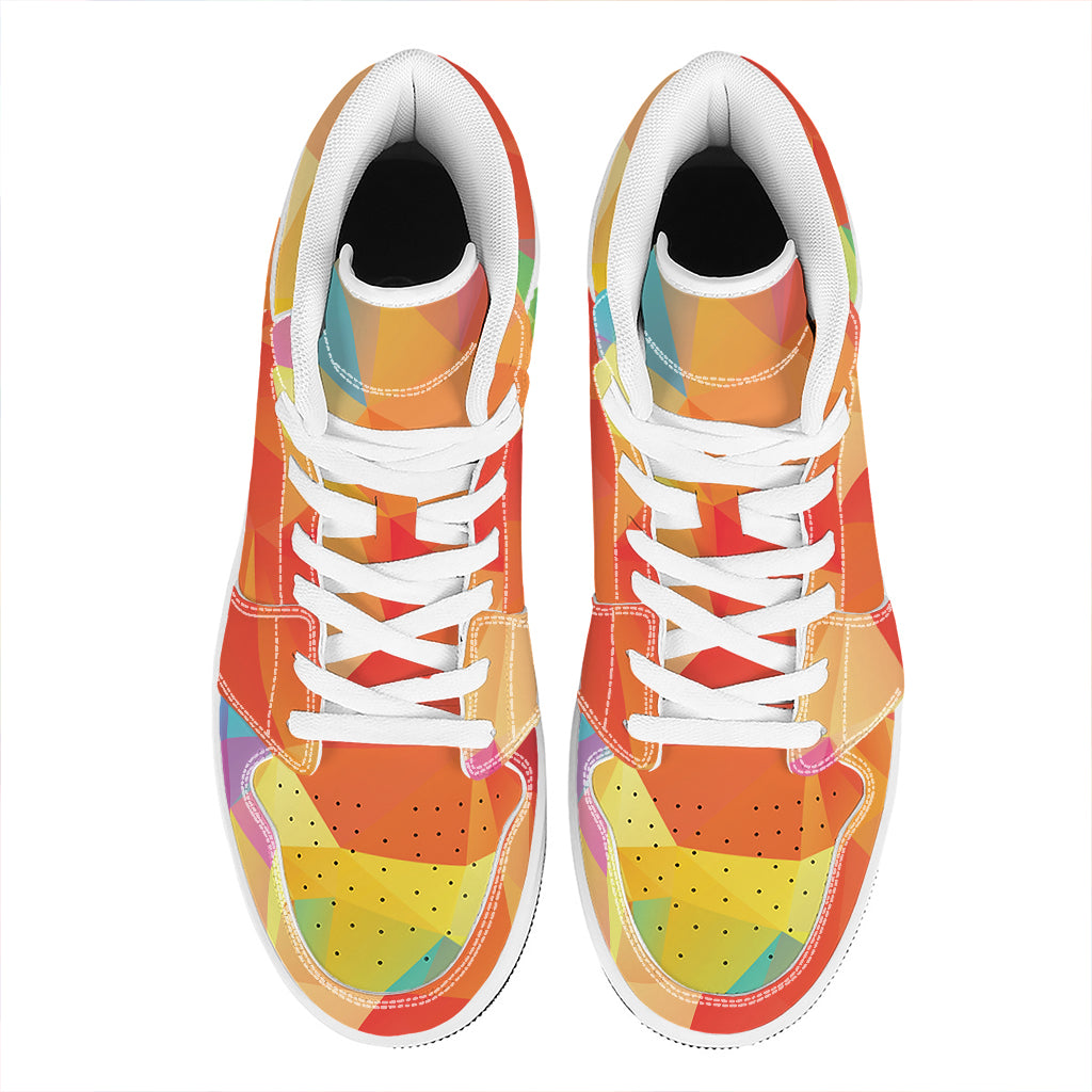 Abstract Polygonal Geometric Print High Top Leather Sneakers