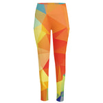 Abstract Polygonal Geometric Print High-Waisted Pocket Leggings