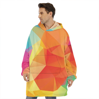 Abstract Polygonal Geometric Print Hoodie Blanket