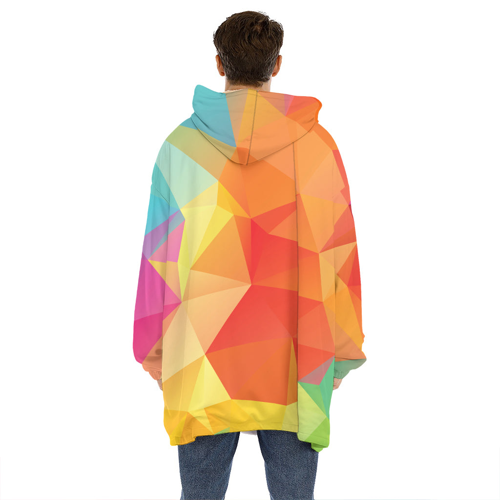 Abstract Polygonal Geometric Print Hoodie Blanket