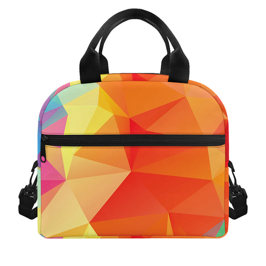 Abstract Polygonal Geometric Print Insulated Lunch Bag