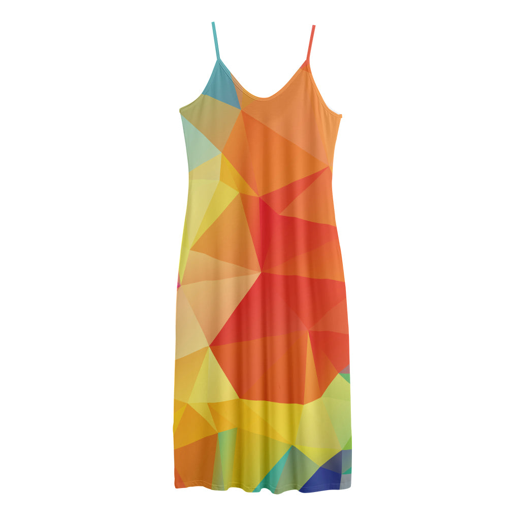 Abstract Polygonal Geometric Print Jersey Midi Cami Dress