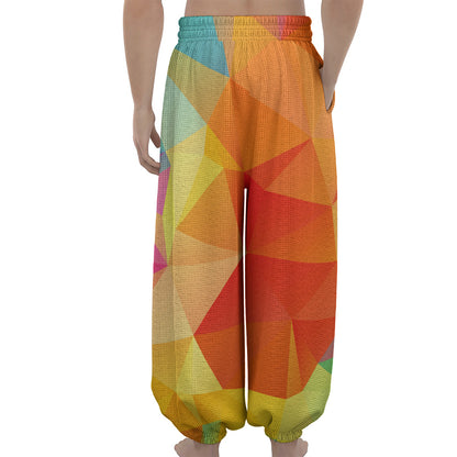 Abstract Polygonal Geometric Print Lantern Pants