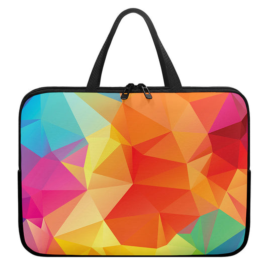 Abstract Polygonal Geometric Print Laptop Sleeve With Handle