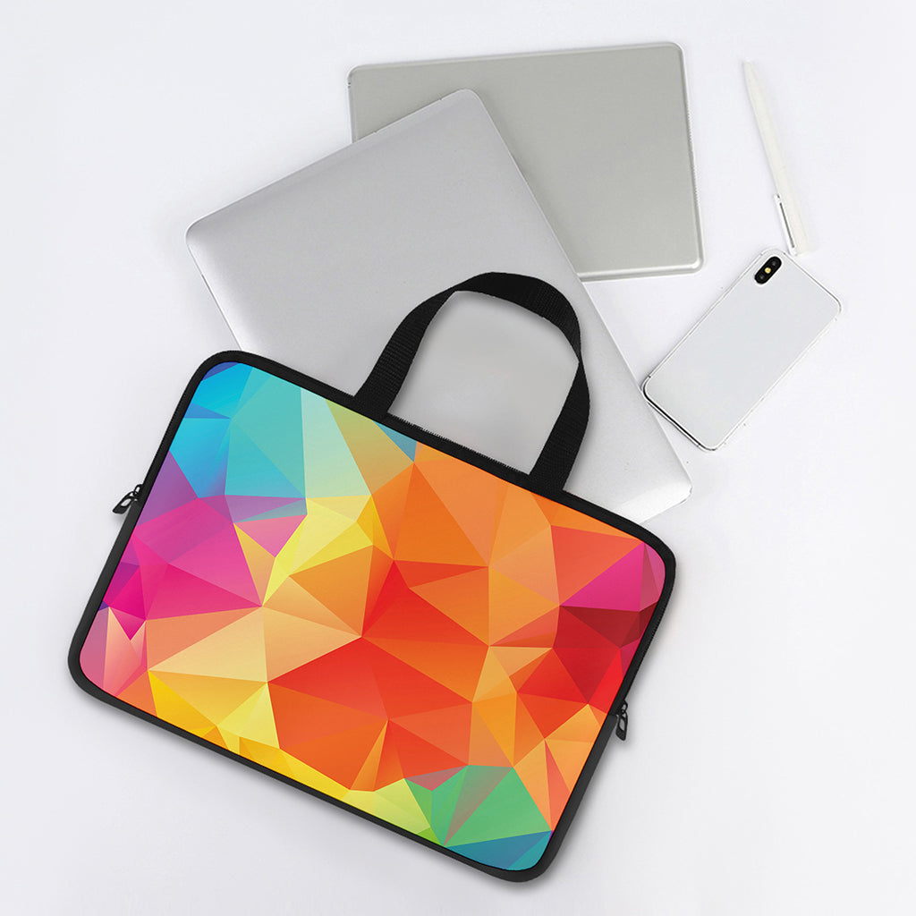 Abstract Polygonal Geometric Print Laptop Sleeve With Handle