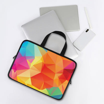 Abstract Polygonal Geometric Print Laptop Sleeve With Handle