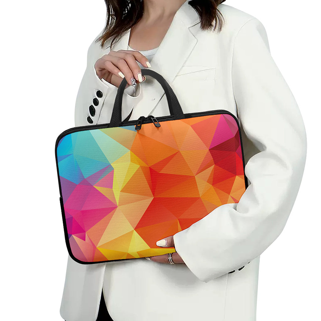 Abstract Polygonal Geometric Print Laptop Sleeve With Handle