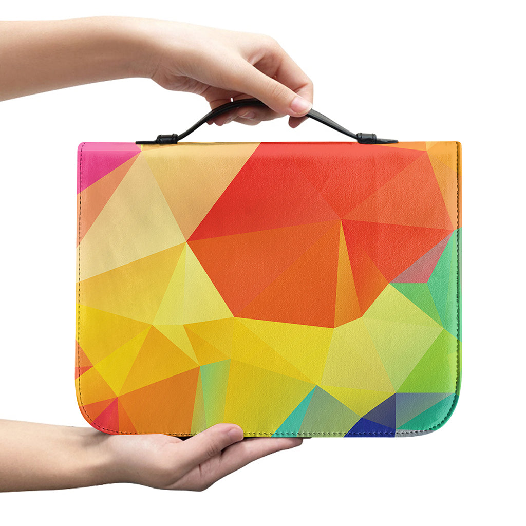 Abstract Polygonal Geometric Print Leather Bible Cover