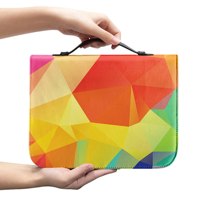 Abstract Polygonal Geometric Print Leather Bible Cover