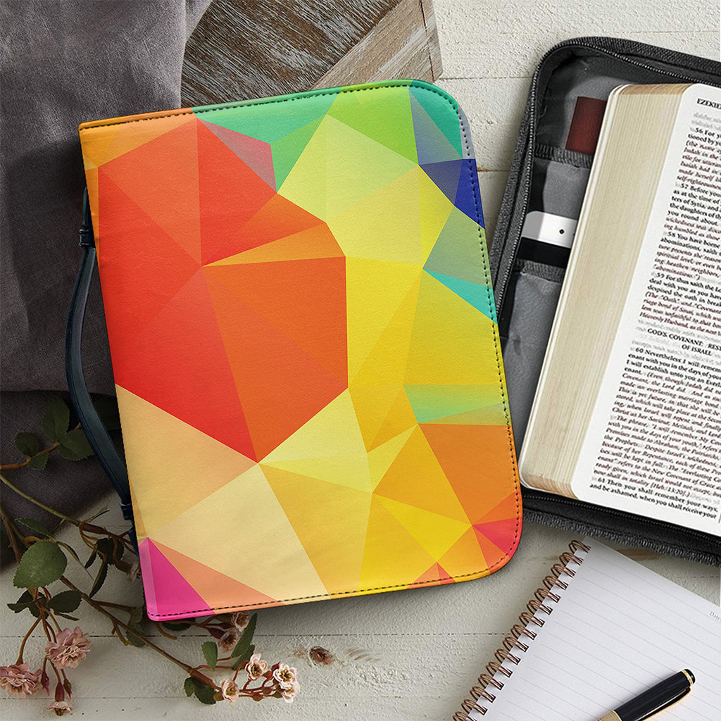 Abstract Polygonal Geometric Print Leather Bible Cover