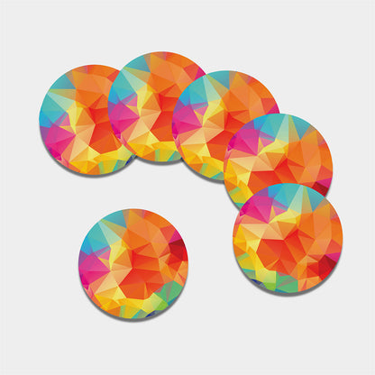 Abstract Polygonal Geometric Print Leather Coaster Set