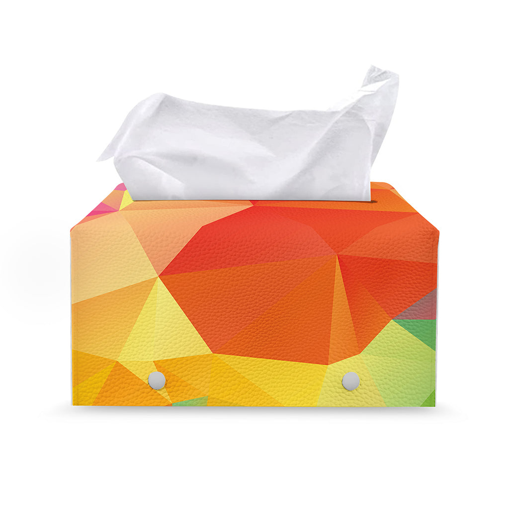 Abstract Polygonal Geometric Print Leather Tissue Box Cover