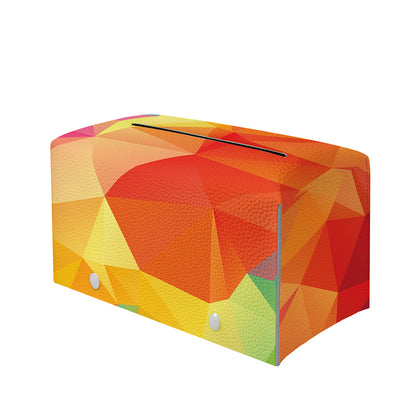 Abstract Polygonal Geometric Print Leather Tissue Box Cover