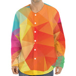 Abstract Polygonal Geometric Print Long Sleeve Baseball Jersey