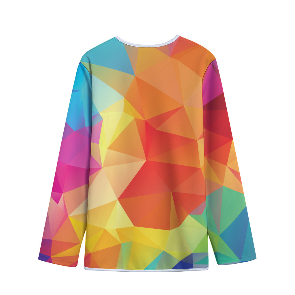 Abstract Polygonal Geometric Print Long Sleeve Short Coat