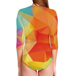 Abstract Polygonal Geometric Print Long Sleeve Swimsuit
