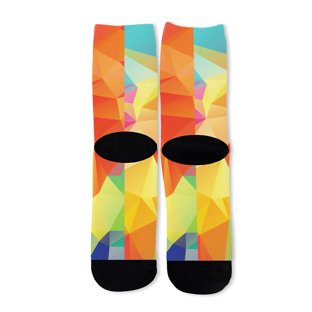 Abstract Polygonal Geometric Print Long Socks