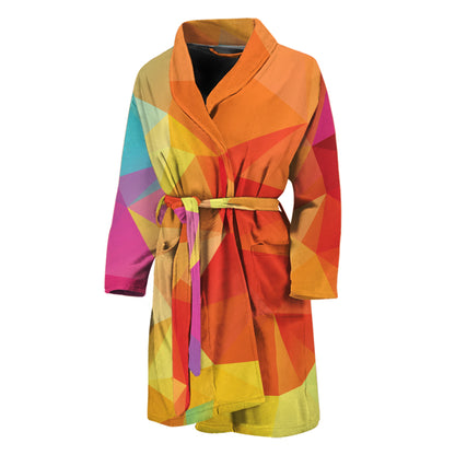 Abstract Polygonal Geometric Print Men's Bathrobe