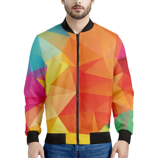 Abstract Polygonal Geometric Print Men's Bomber Jacket