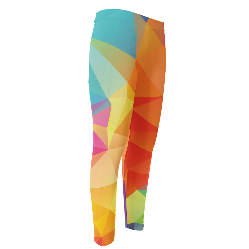 Abstract Polygonal Geometric Print Men's Compression Pants