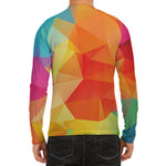 Abstract Polygonal Geometric Print Men's Long Sleeve Rash Guard