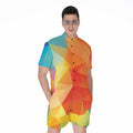 Abstract Polygonal Geometric Print Men's Romper