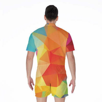 Abstract Polygonal Geometric Print Men's Rompers