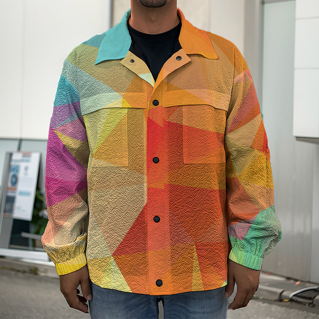 Abstract Polygonal Geometric Print Men's Shirt Jacket