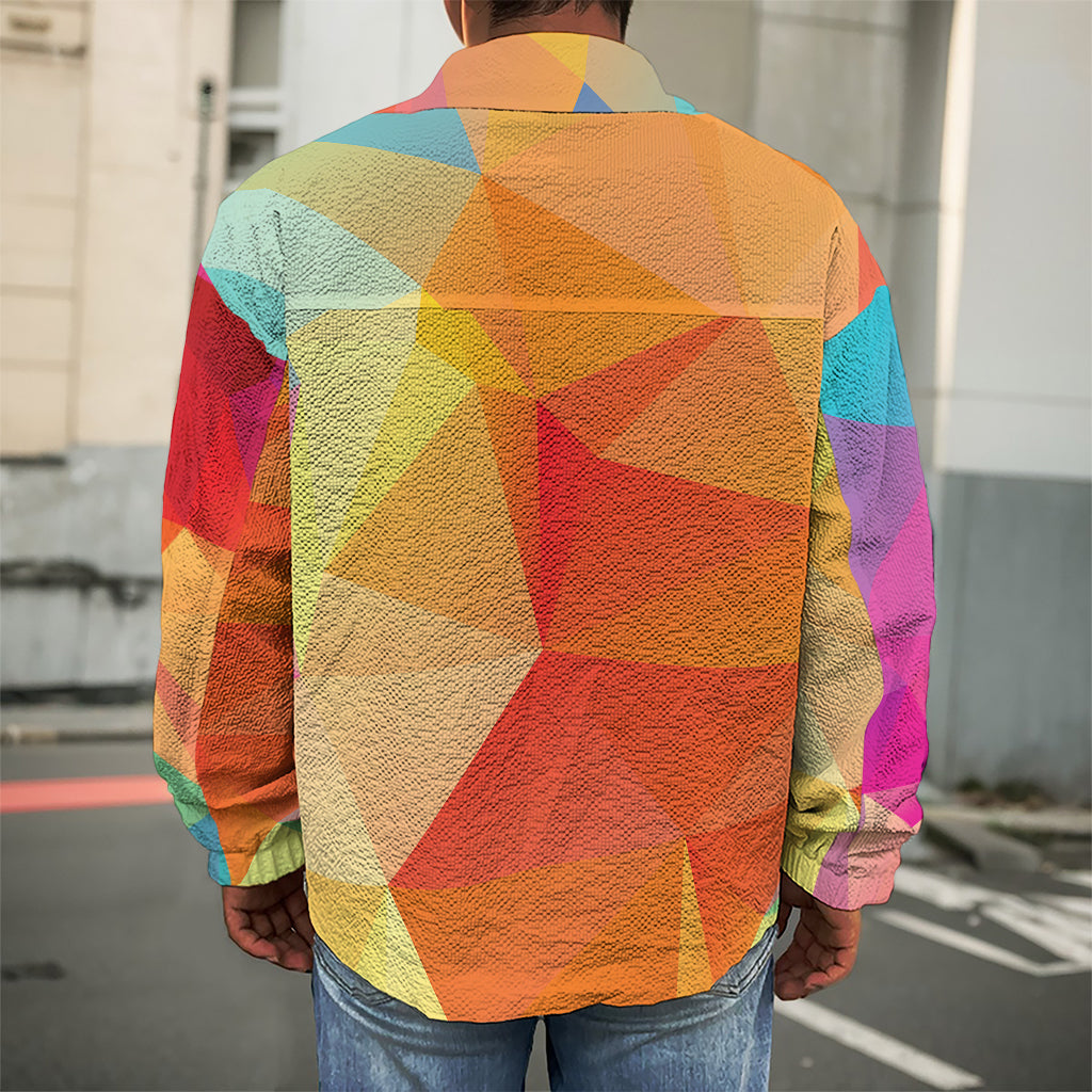 Abstract Polygonal Geometric Print Men's Shirt Jacket