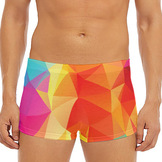 Abstract Polygonal Geometric Print Men's Short Boxer Briefs