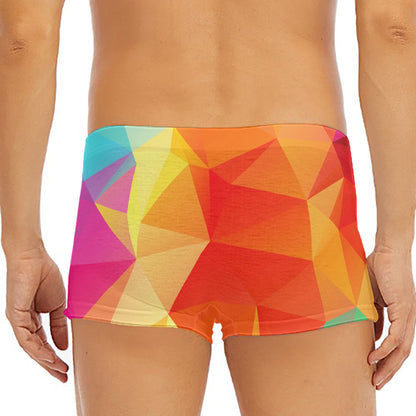 Abstract Polygonal Geometric Print Men's Short Boxer Briefs