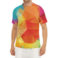 Abstract Polygonal Geometric Print Men's Short Sleeve Rash Guard
