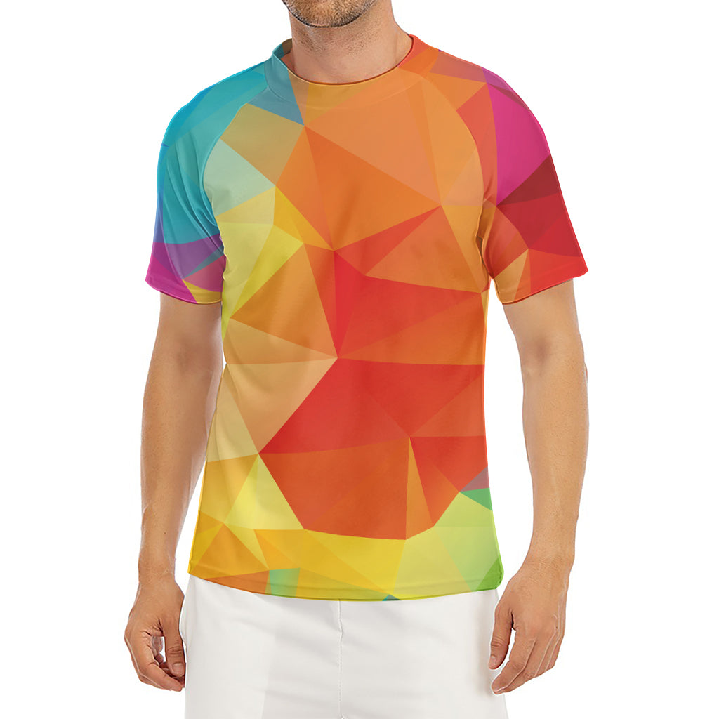 Abstract Polygonal Geometric Print Men's Short Sleeve Rash Guard