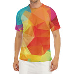 Abstract Polygonal Geometric Print Men's Short Sleeve Rash Guard