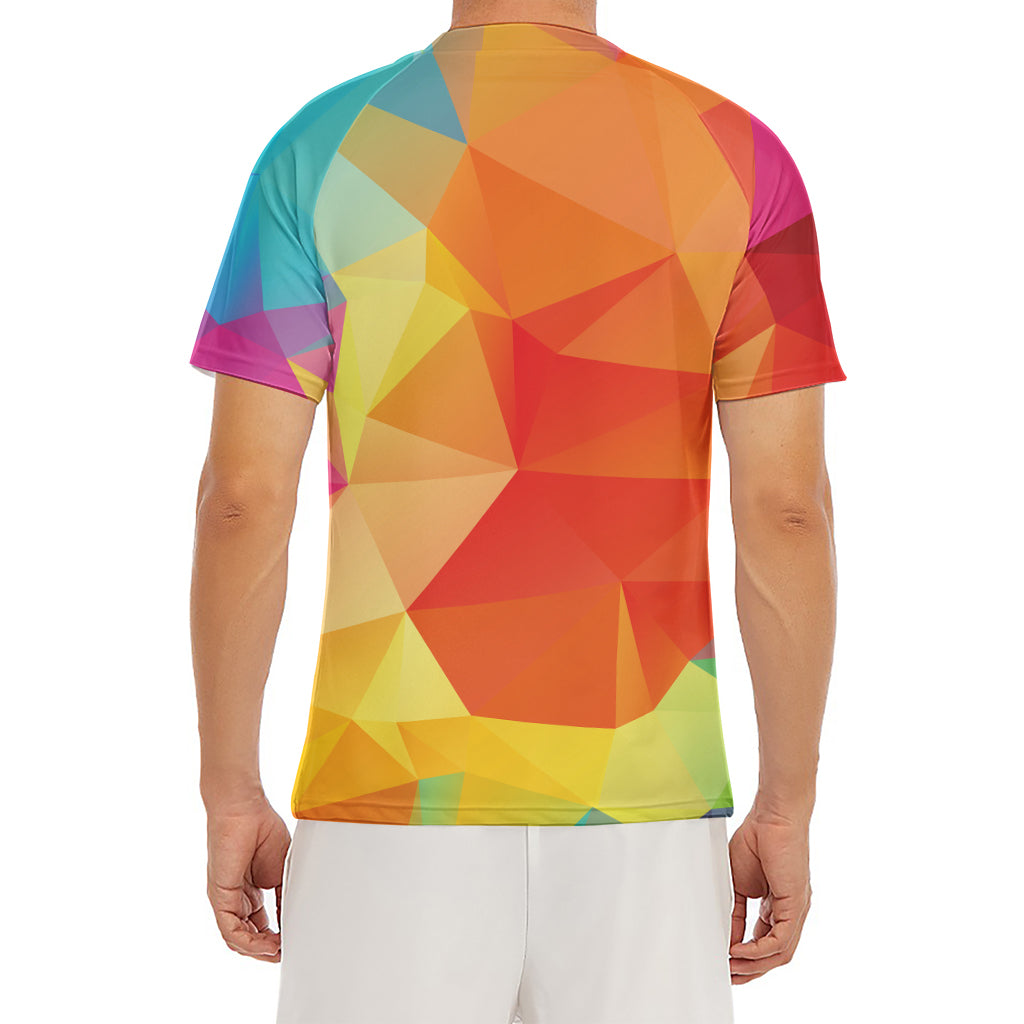 Abstract Polygonal Geometric Print Men's Short Sleeve Rash Guard