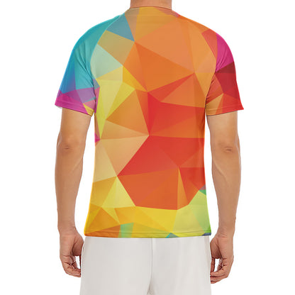 Abstract Polygonal Geometric Print Men's Short Sleeve Rash Guard
