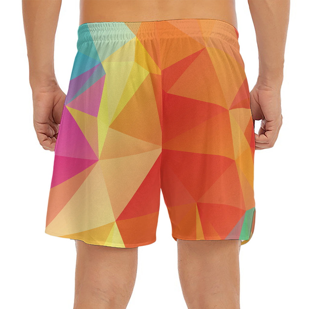 Abstract Polygonal Geometric Print Men's Split Running Shorts