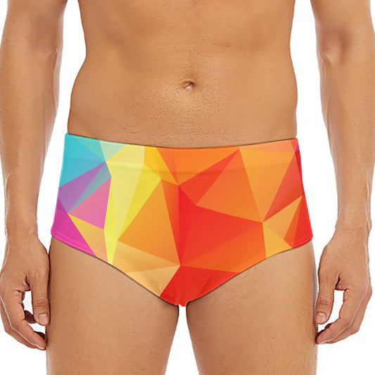 Abstract Polygonal Geometric Print Men's Triangle Swim Briefs