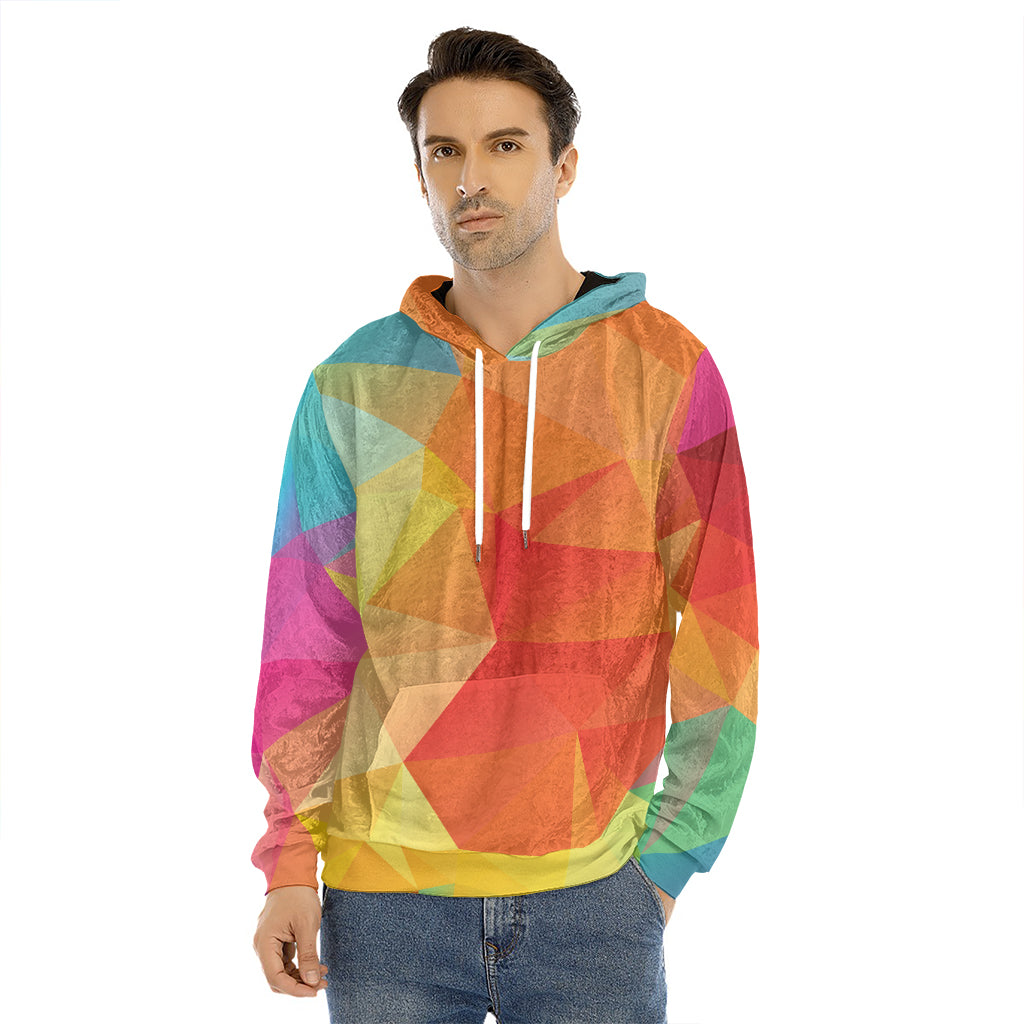 Abstract Polygonal Geometric Print Men's Velvet Pullover Hoodie