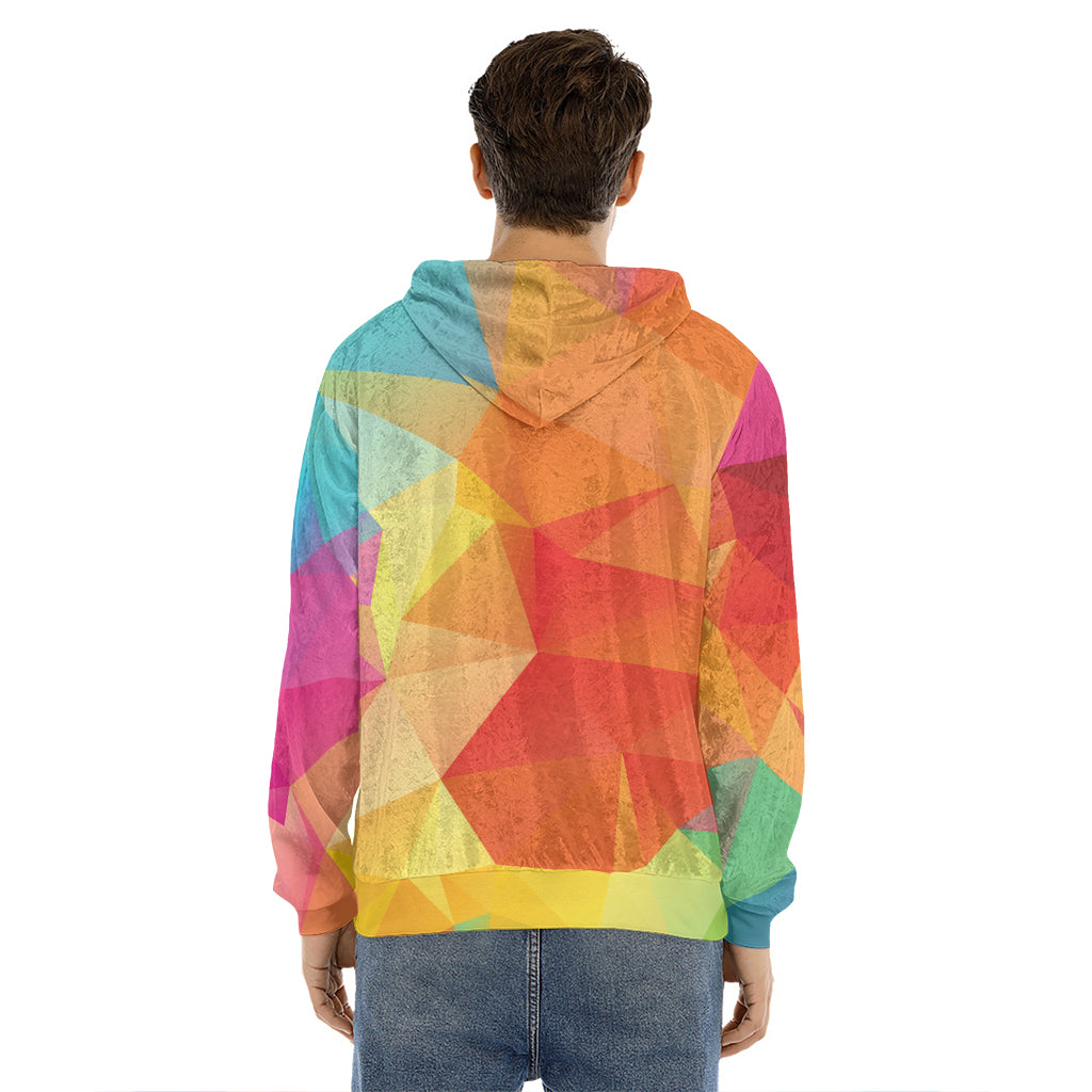 Abstract Polygonal Geometric Print Men's Velvet Pullover Hoodie