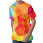 Abstract Polygonal Geometric Print Men's Velvet T-Shirt